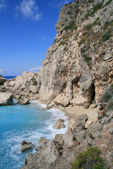 Fototapeta na wymiar Blue waters of Kathisma beach , Lefkada, Ionian Islands, Greece
