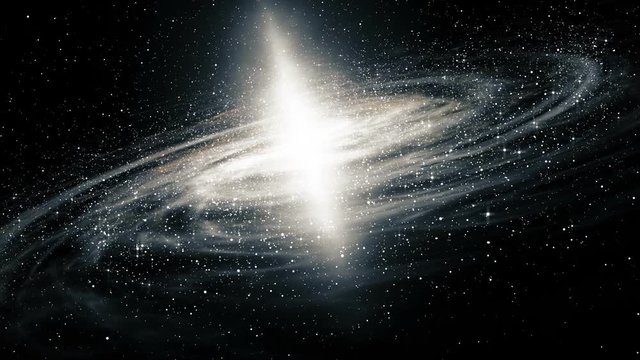 Flight near a rotating spiral galaxy. Abstract Loopable Background.