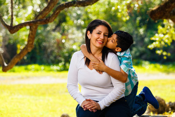 Mother and son outdoor portrait