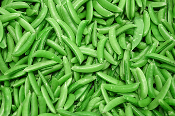Top view of fresh sugar pea as food background