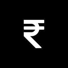 Black Indian rupee sign vector icon