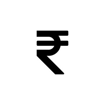 Black Indian rupee sign vector icon