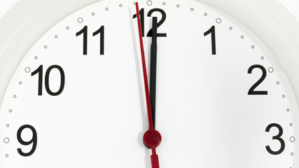 Closeup clock ticking showing twelve hours