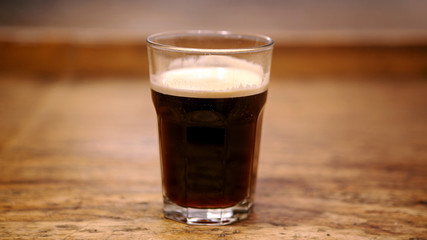 glass of freshly brewed black coffee