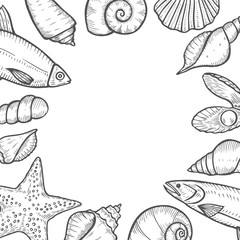 Hand drawn Seafood background