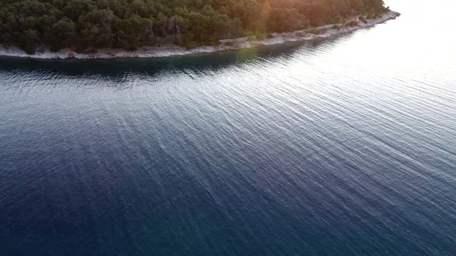 aerial view, Gulf of the Mediterranean Sea in the evening, the mountains