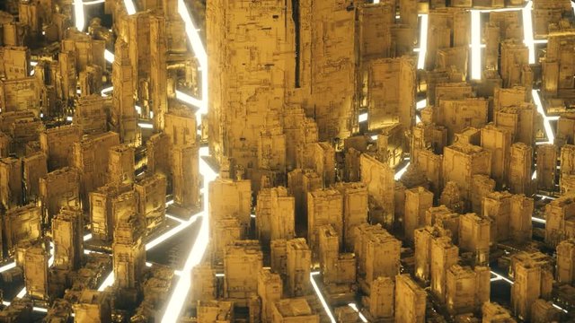 Abstract futuristic gold city
