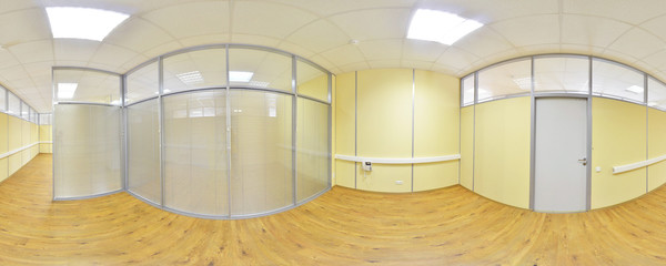 Spherical 360 degrees panorama projection, panorama in interior empty room in modern flat...