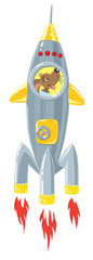 Funny dog in rocket.
