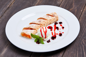 strudel with ice cream