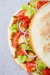 sandwich wrap with meat and vegetables