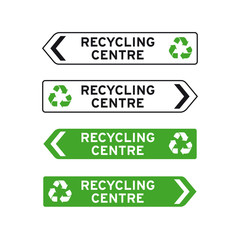 Recycling collection center sign set