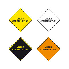 Under construction men at work road sign set