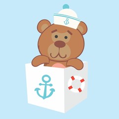 teddy bear in sailing box
