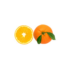 Orange citrus fruit and orange slice on isolated background