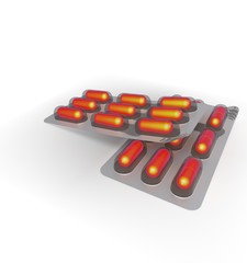 3d illustration of medical pills. white background isolated. icon for game web.