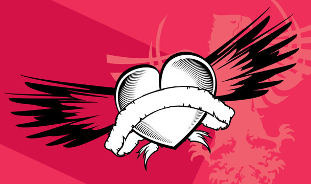 heraldic winged heart tattoo background in vector format very easy to edit