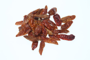 Chili der Art Pequin oder Tepin, Capsicum annuum 'Pequin', eine der Urformen der Chili