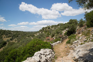Hiking trail, landscape, view from the left bank, Natural Reserve of Cavagrande del Cassibile 

