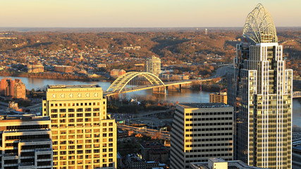 Fototapeta premium Aerial of Cincinnati city center