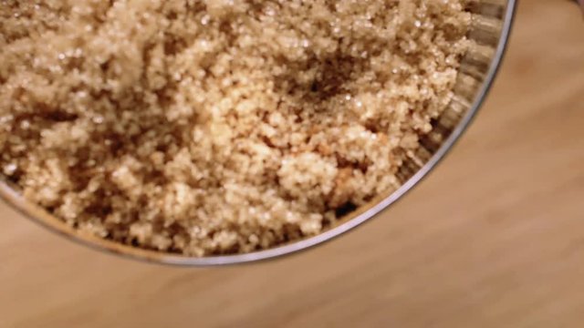pouring brown sugar