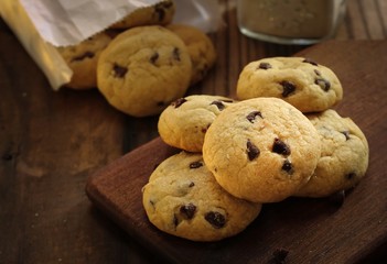 Homemade Chocolate chip cookies, selective focus