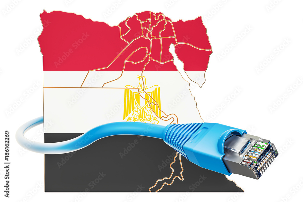Aufkleber internet connection in egypt concept. 3d rendering