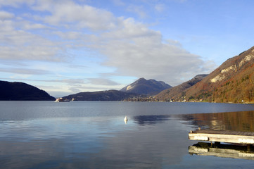 Landscape of Annecy lake in France