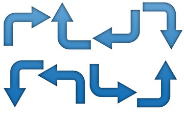 Flechas curvas de color azul.