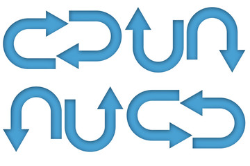 Flechas curvas de color azul.