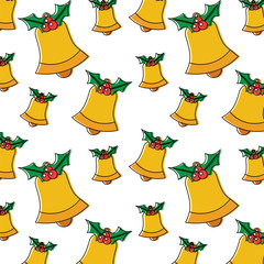 bells with holly berries christmas related pattern image vector illustration design 