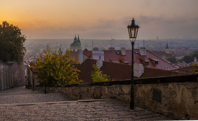 Autumn morning in Prague. Prague at sunrise.