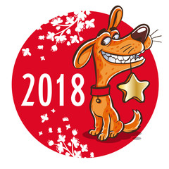 Symbol of the Chinese New Year 2018. Year of the dog. Design for greeting cards, calendars, banners, posters, invitations.