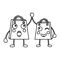 shopping bag emoji icon image vector illustration design  black line