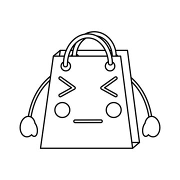 shopping bag angry emoji icon image vector illustration design  black line