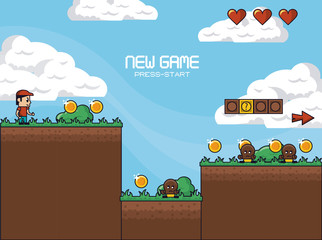 Classic videogame scenery icon vector illustration graphic design