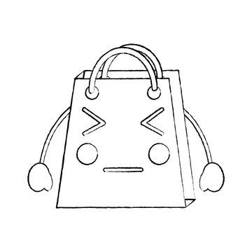 shopping bag sad emoji icon image vector illustration design  