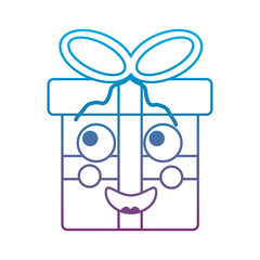 gift box happy  emoji icon image vector illustration design blue to purple ombre line