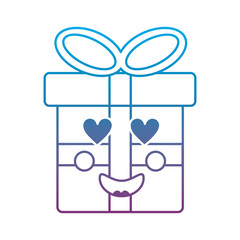 gift box heart eyes emoji icon image vector illustration design blue to purple ombre line