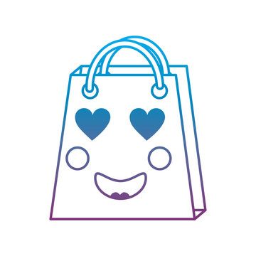 shopping bag heart eyes  emoji icon image vector illustration design   blue to purple ombre line
