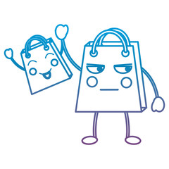 shopping bag emoji icon image vector illustration design  black line blue to purple ombre line