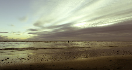 Sunrise on Crosby Beach, Crosby, Liverpool, United Kingdom