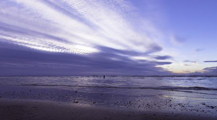 Fototapeta na wymiar Sunset on Crosby Beach, Crosby, Liverpool, United Kingdom