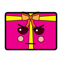 gift box angry side eye emoji icon image vector illustration design  