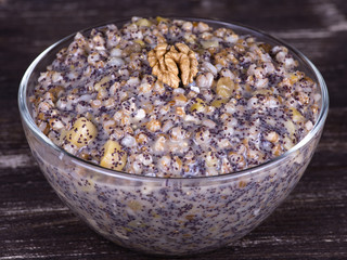 Bowl with kutia - traditional Christmas sweet meal in Ukraine, Belarus and Russia