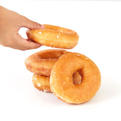 Fresh donut on white background