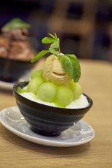 ice shaving with cantaloop