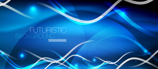 Bright neon lines wave