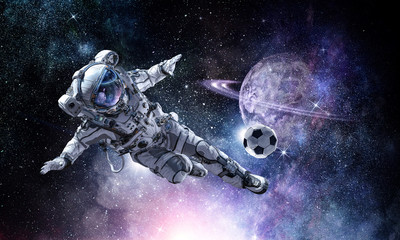 Astronaut play soccer game