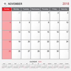 November 2018 Calendar Planner Design